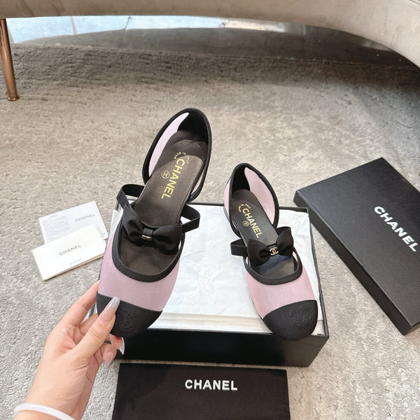 CC 25b Fall-Winter Mary Janes 15mm Pink Black Mesh & Grosgrain 415778