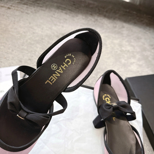CC 25b Fall-Winter Mary Janes 15mm Pink Black Mesh & Grosgrain 415778