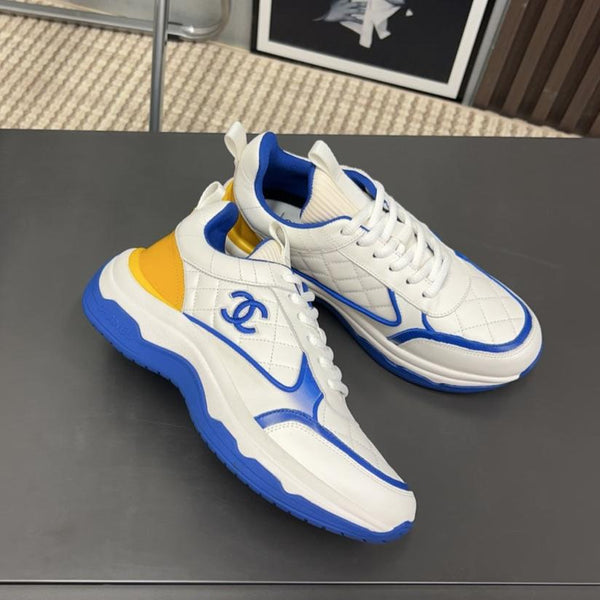 CC Sneaker Blue Yellow Quilted Cowhide