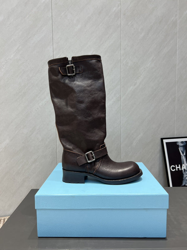 Prada 25 Boot 30mm Black Chocolate Cowhide 501664
