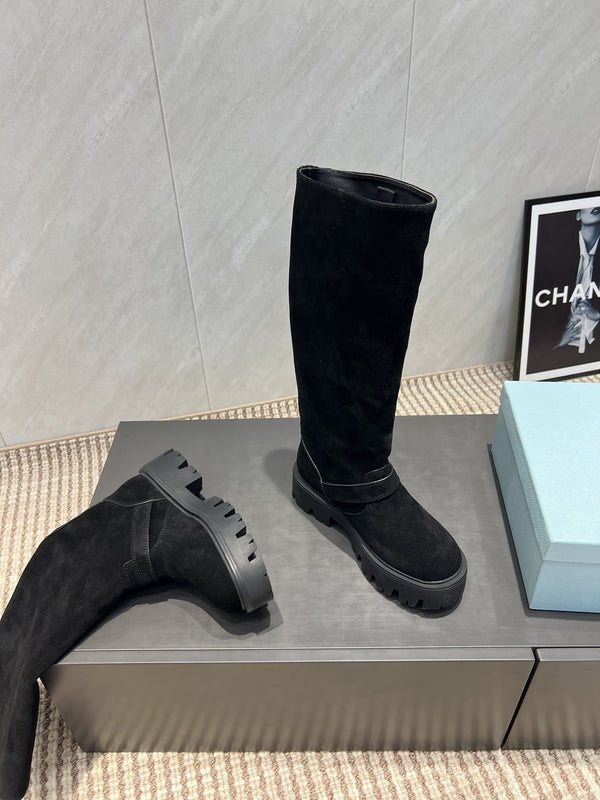 Prada 25 Boot Black Suede 501668