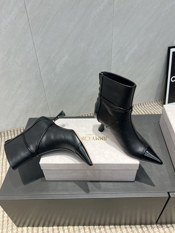 Jimmy Choo Camie AB 80 Ankle Boots Black Leather 540673