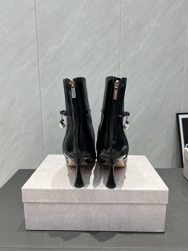 Jimmy Choo Camie AB 80 Ankle Boots Black Leather 540673