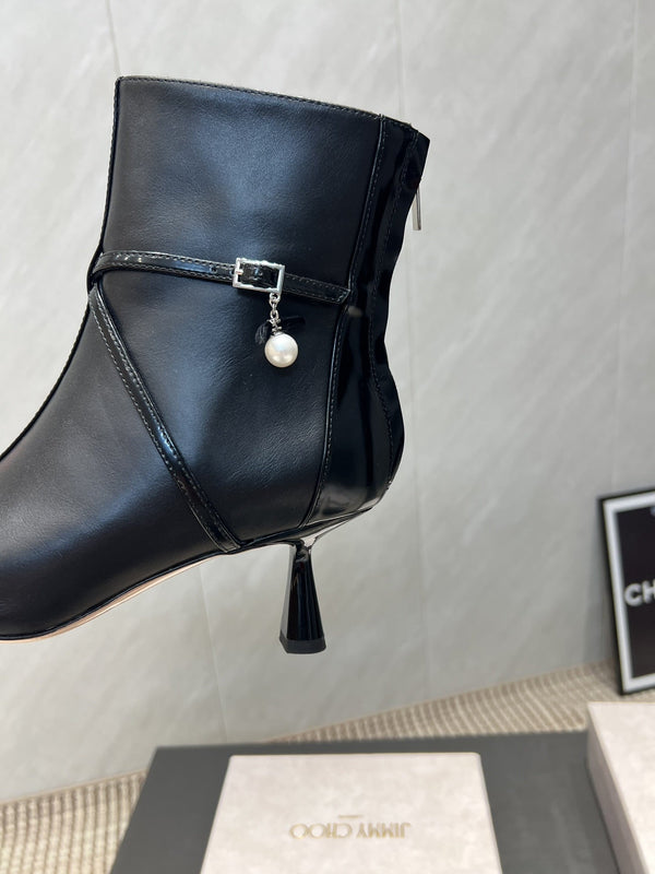 Jimmy Choo Camie AB 80 Ankle Boots Black Leather 540673