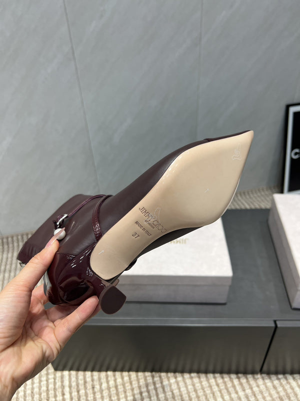 Jimmy Choo Aren Low Cut 65mm Boots Deep Merlo Leather 540674