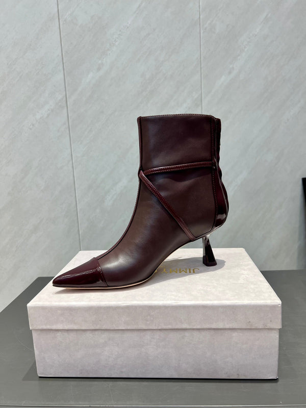 Jimmy Choo Aren Low Cut 65mm Boots Deep Merlo Leather 540674