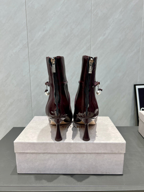 Jimmy Choo Aren Low Cut 65mm Boots Deep Merlo Leather 540674