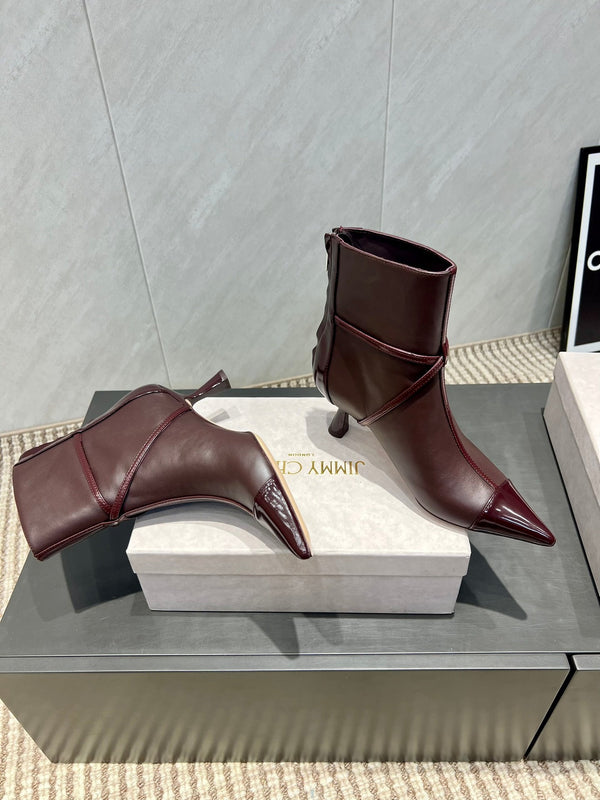 Jimmy Choo Aren Low Cut 65mm Boots Deep Merlo Leather 540674