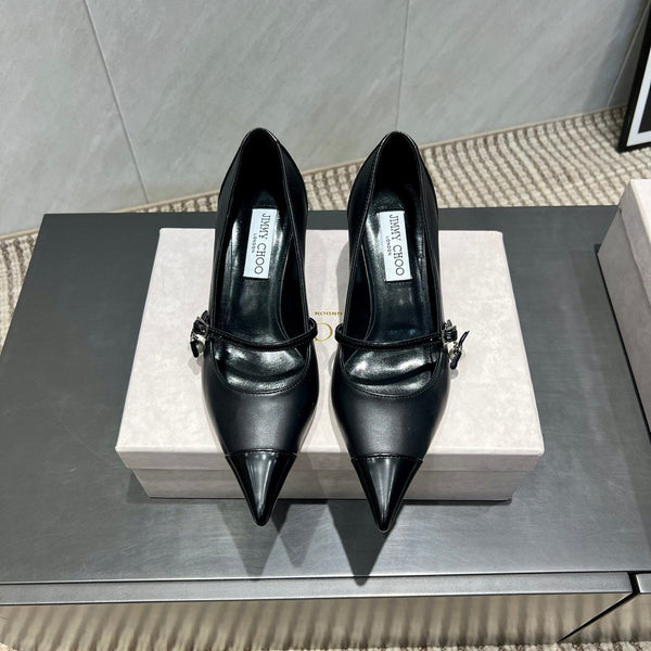 Jimmy Choo Araya Pumps 65mm Black Velvet Embellished Pointed Toe 540676