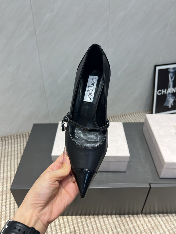 Jimmy Choo Araya Pumps 65mm Black Velvet Embellished Pointed Toe 540676