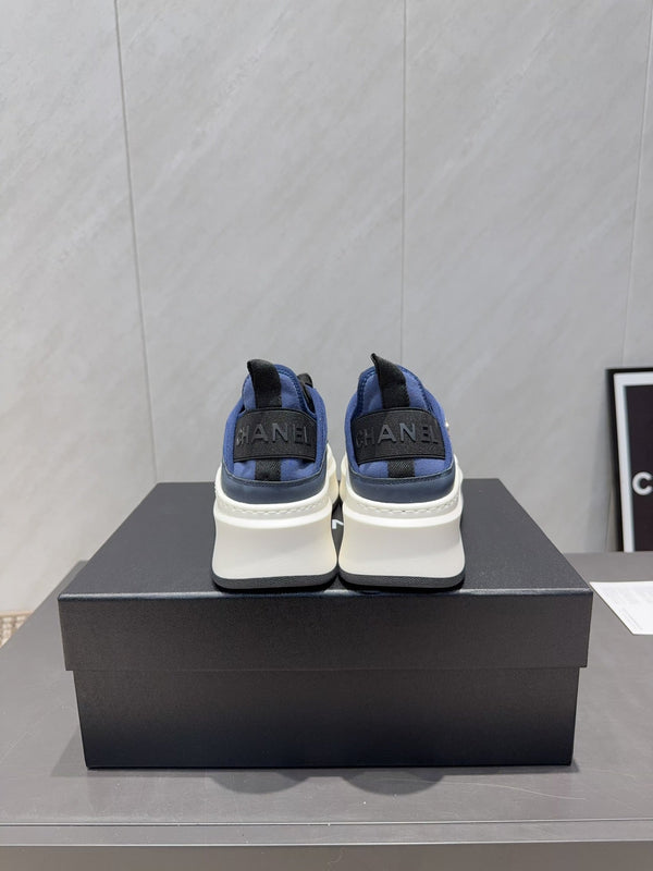 Chanel 25 Sneaker Blue White Black Suede Sheepskin 540286