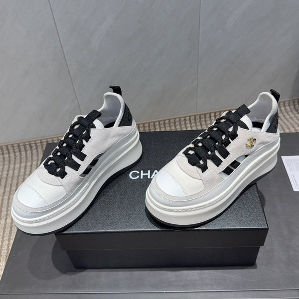 Chanel 25 Sneaker Black White Suede 540306