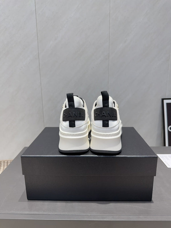 Chanel 25 Sneaker Black White Suede 540306
