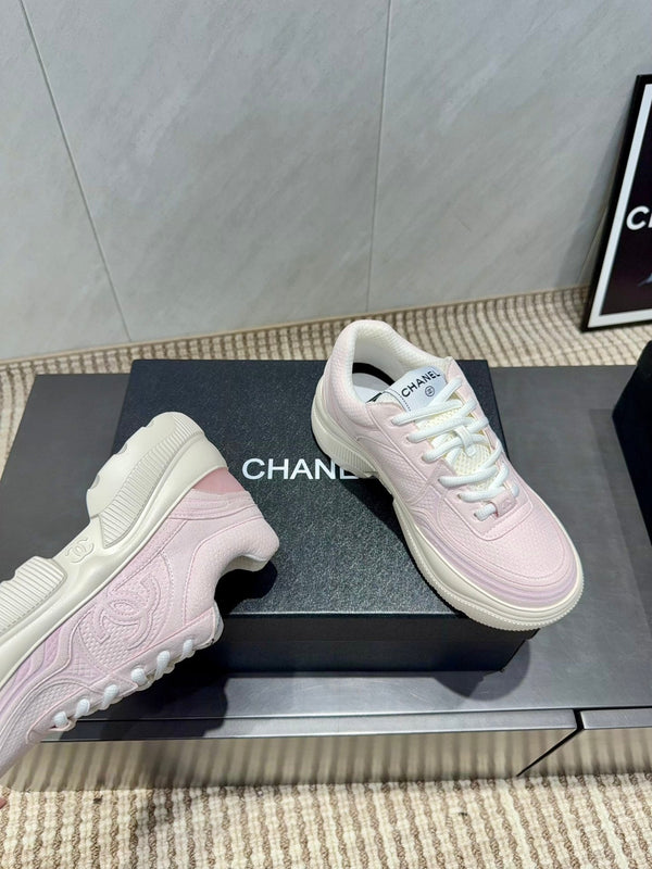 Chanel 25 Sneaker Pink White Mesh Fabric 540319