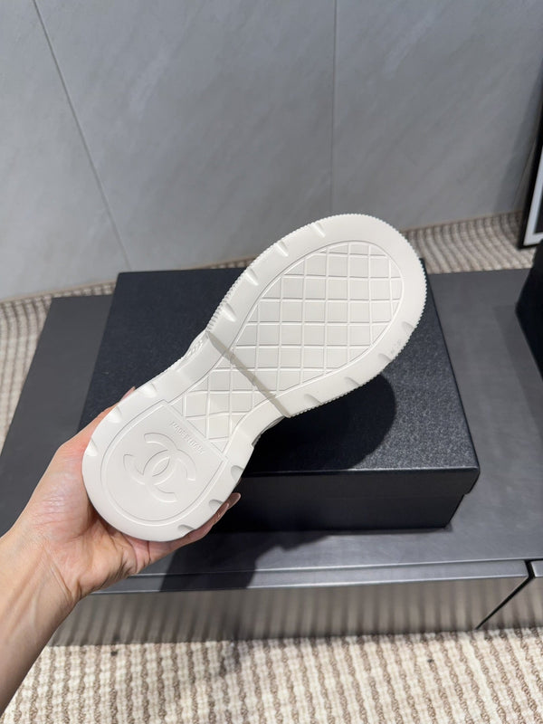 Chanel 25 Sneaker Black White Suede 540329