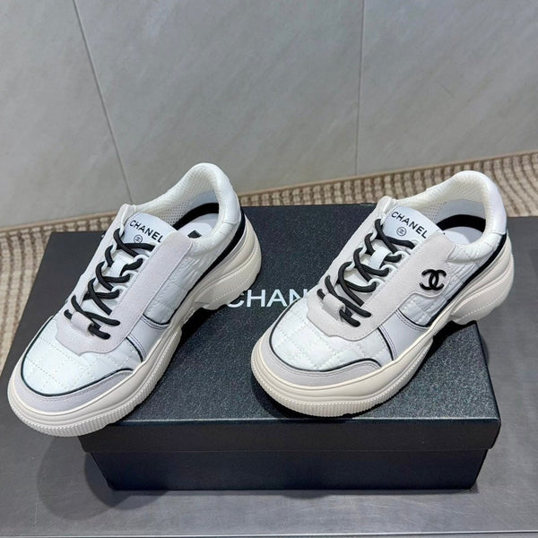 Chanel 25 Sneaker Ivory White Suede Fabric 540331