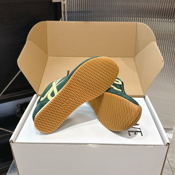 LOEW 26s Ballet Runner 2.0 Teal Green Yellow Suede Sheepskin 683936