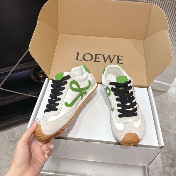 LOEW 26s Ballet Runner 2.0 Light Grey Green Suede Sheepskin 683936