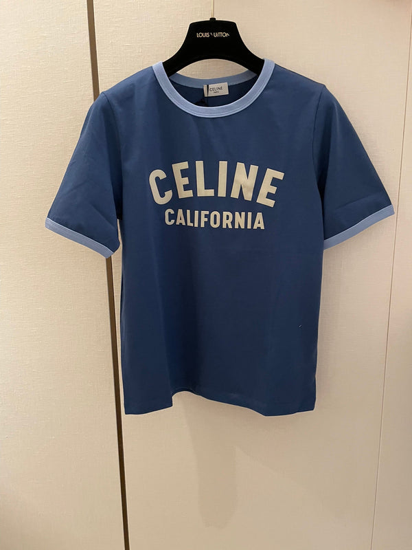 Maglietta Celine 25 Blu misto Cotone Giallo Chiaro