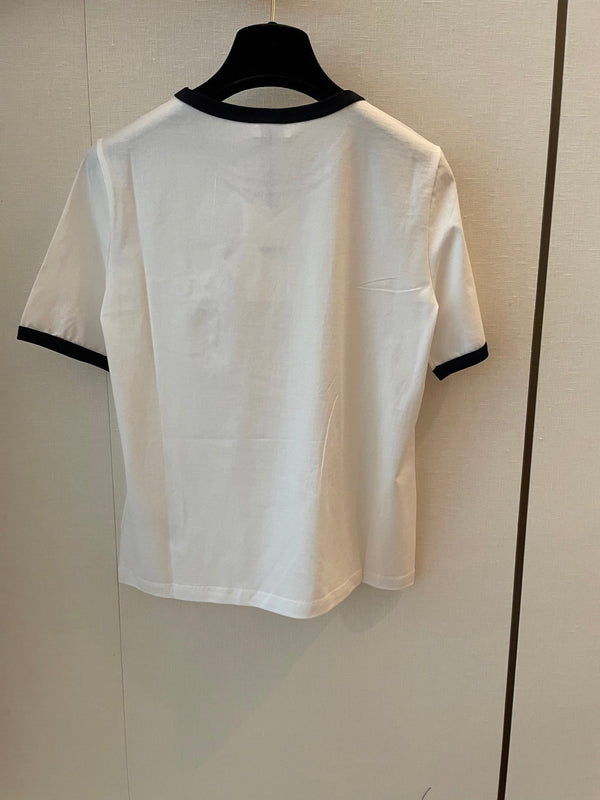 Celine Small Logo t-shirt White mix Black Cotton