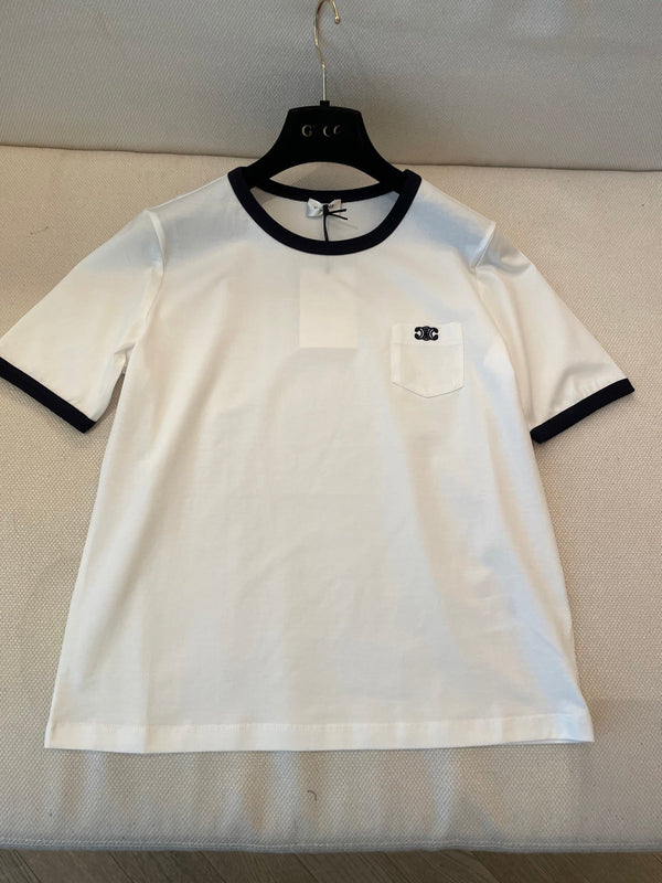 Celine Small Logo t-shirt White mix Black Cotton
