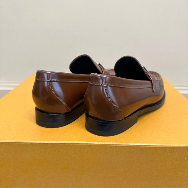 LV MAJOR LOAFER GLOSSY CHOCOLATE BROWN EMBOSSED CALFSKIN