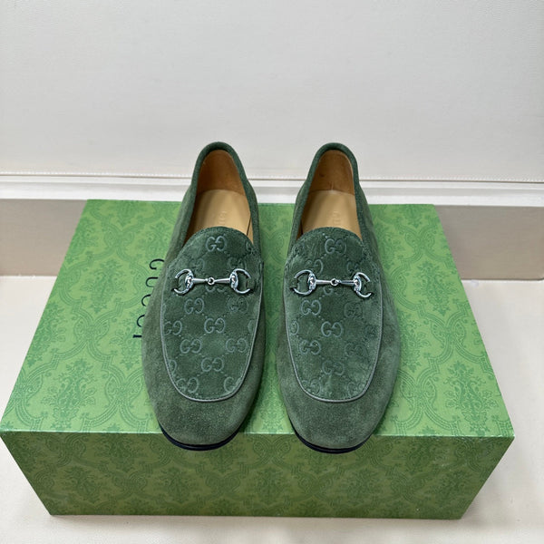 GG Men's Horsebit Loafer Green Suede 575869