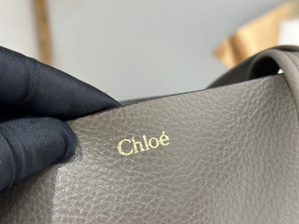 Chloe Spin Taupe Gray Calfskin
