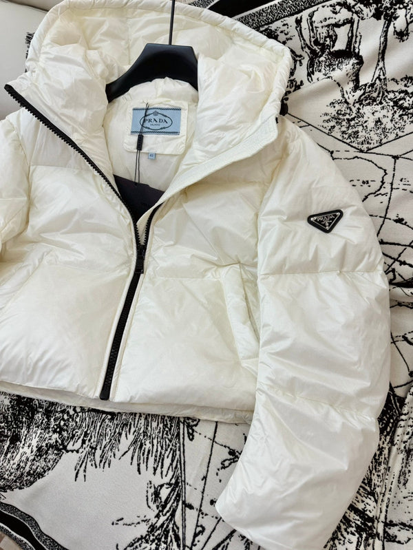 Prada 25 Short Jacket White Down Polyester 317485