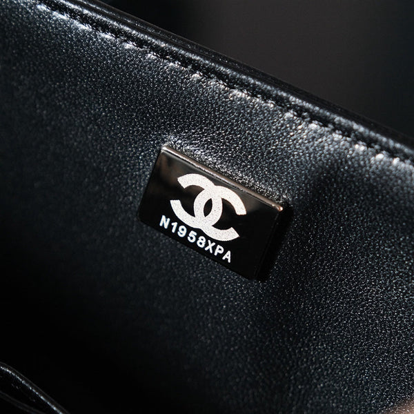 Borsa a patta 24K 25,5 cm in tweed a righe blu e nere