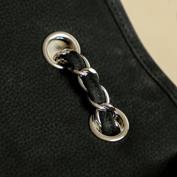 Sac Chanel 25 Classic à rabat simple 35cm en cuir noir 323477
