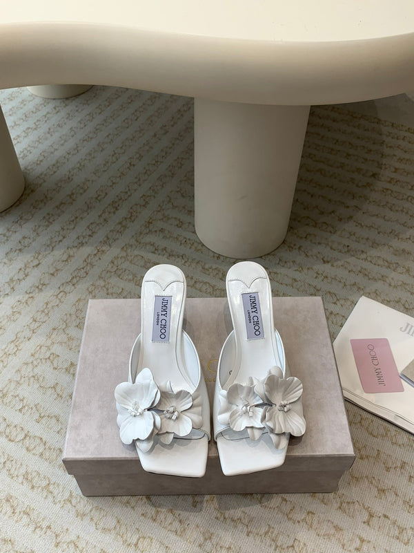 Jimmy Skye 70mm Mules in pelle di vacchetta bianca 586564