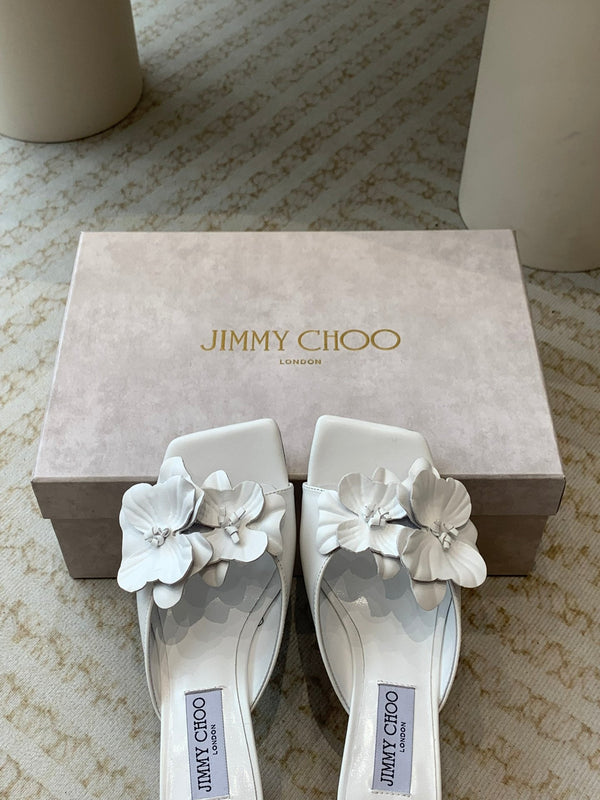 Jimmy Skye 70mm Mules in pelle di vacchetta bianca 586564