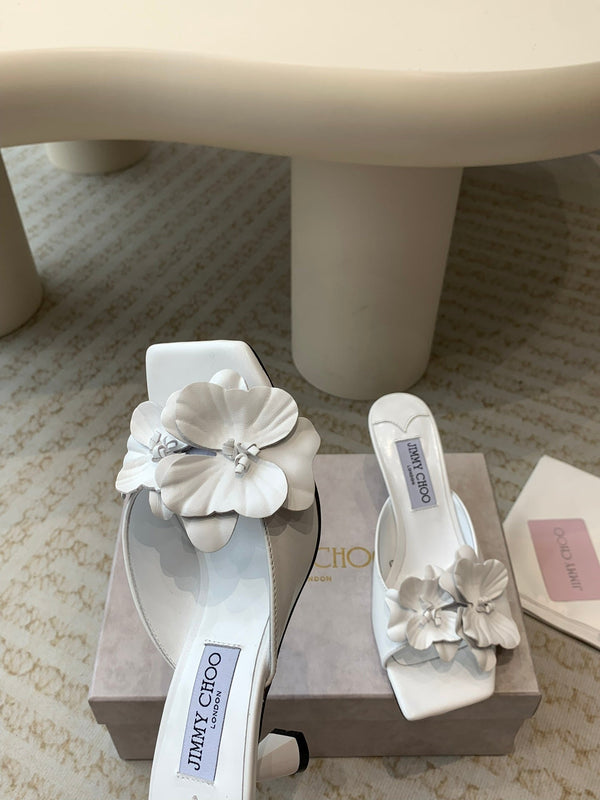 Jimmy Skye 70mm Mules in pelle di vacchetta bianca 586564