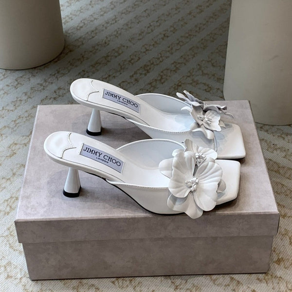 Jimmy Skye 70mm Mules in pelle di vacchetta bianca 586564
