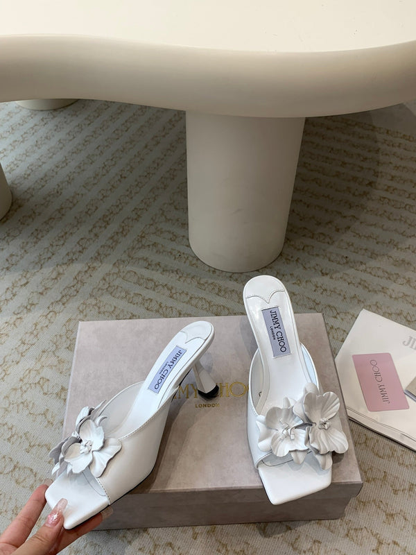 Jimmy Skye 70mm Mules in pelle di vacchetta bianca 586564