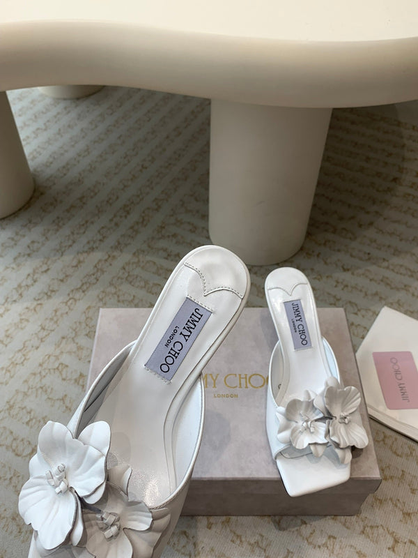 Jimmy Skye 70mm Mules in pelle di vacchetta bianca 586564