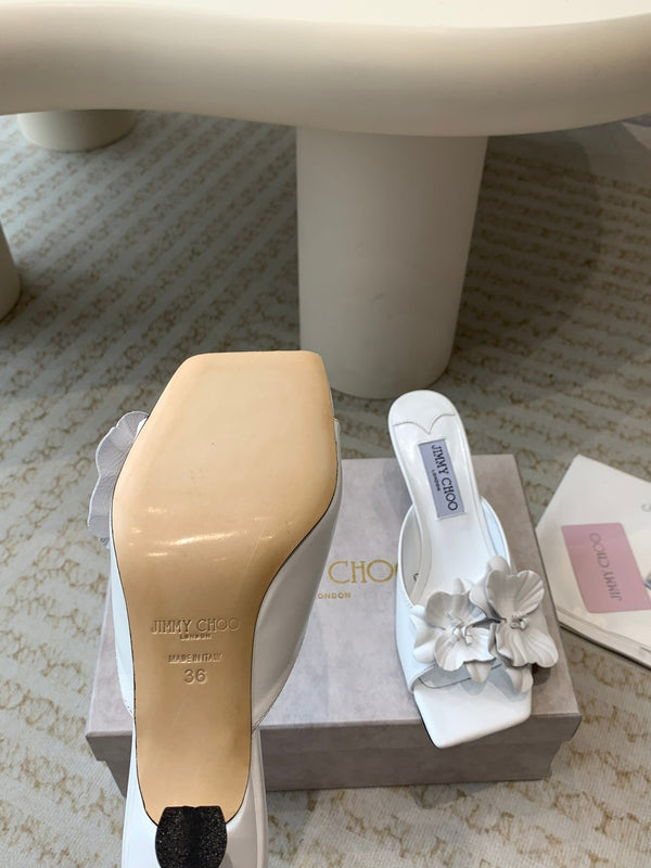 Jimmy Skye 70mm Mules in pelle di vacchetta bianca 586564