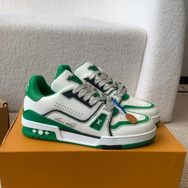 LV Trainer Sneaker White Mix Green Cowhide
