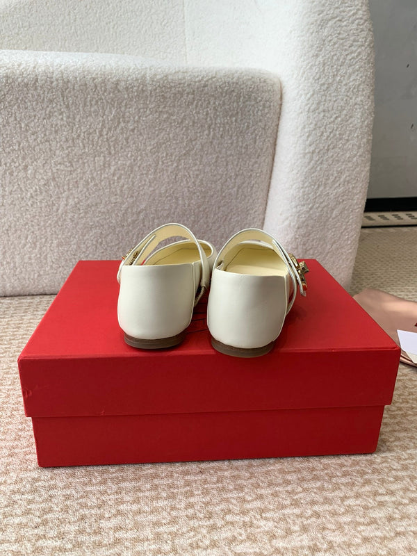 VLOGO LOCKER BALLERINA MARY-JANE IN VITELLO BIANCO