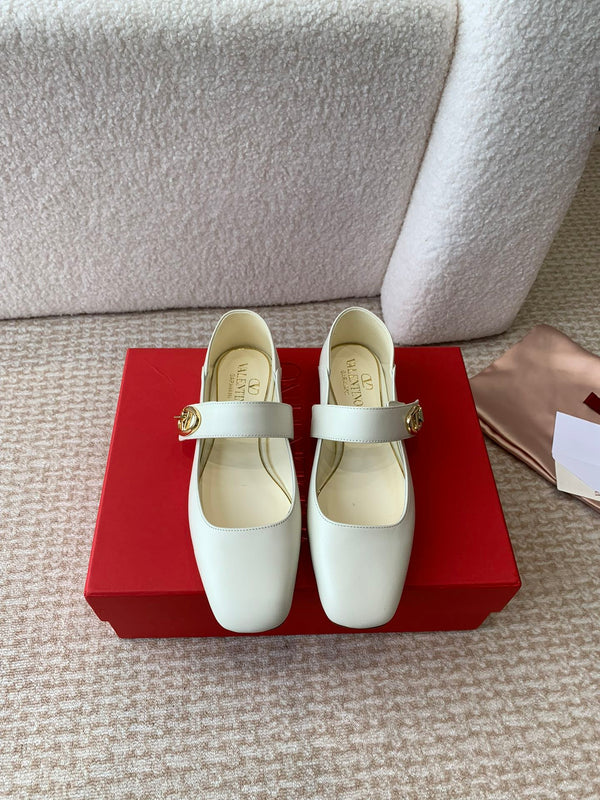 VLOGO LOCKER BALLERINA MARY-JANE IN VITELLO BIANCO