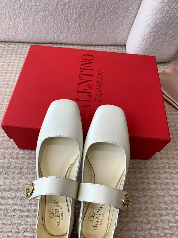 VLOGO LOCKER BALLERINA MARY-JANE IN VITELLO BIANCO