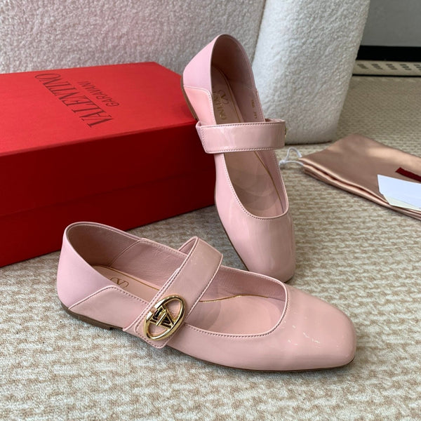 VL Locker Ballerine Mary-Jane En Cuir De Veau Rose