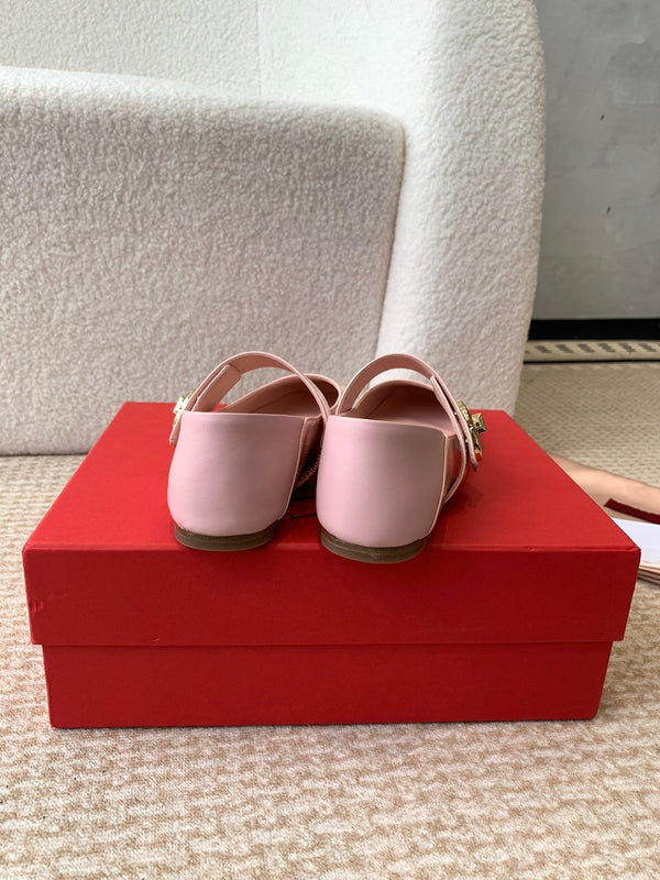 VL Locker Ballerine Mary-Jane En Cuir De Veau Rose