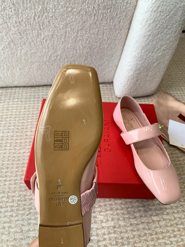 VL Locker Ballerine Mary-Jane En Cuir De Veau Rose