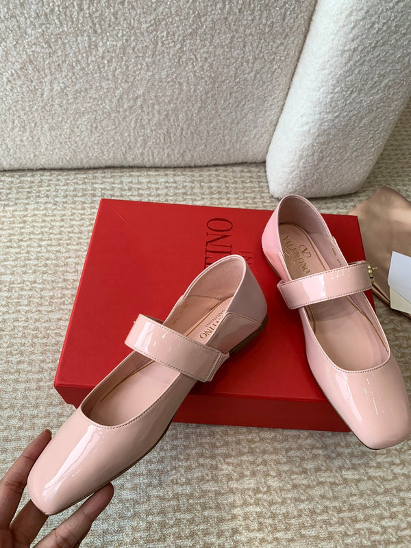 VL Locker Ballerine Mary-Jane En Cuir De Veau Rose