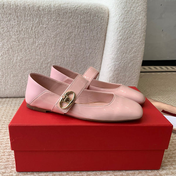 VL Locker Ballerine Mary-Jane En Cuir De Veau Rose