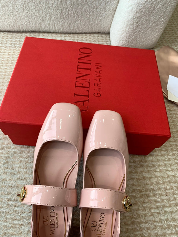 VL Locker Ballerine Mary-Jane En Cuir De Veau Rose