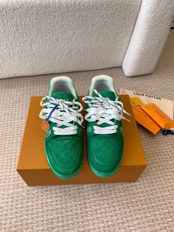 LV Trainer Sneaker 30mm Green Cowhide