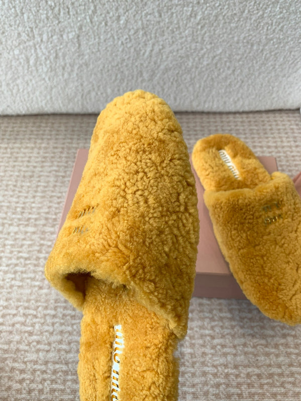 Miu Slippers Dark Yellow Wool